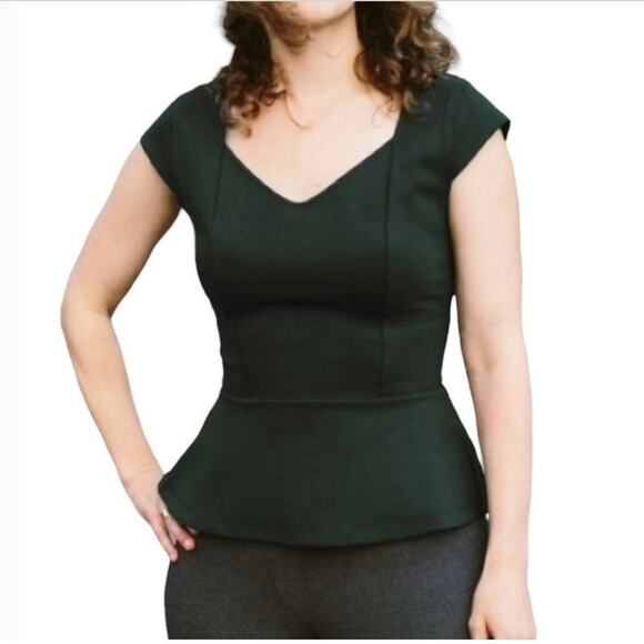 Betabrand Work It Peplum Top Dark Green Plus Size 2X - Picture 1 of 7